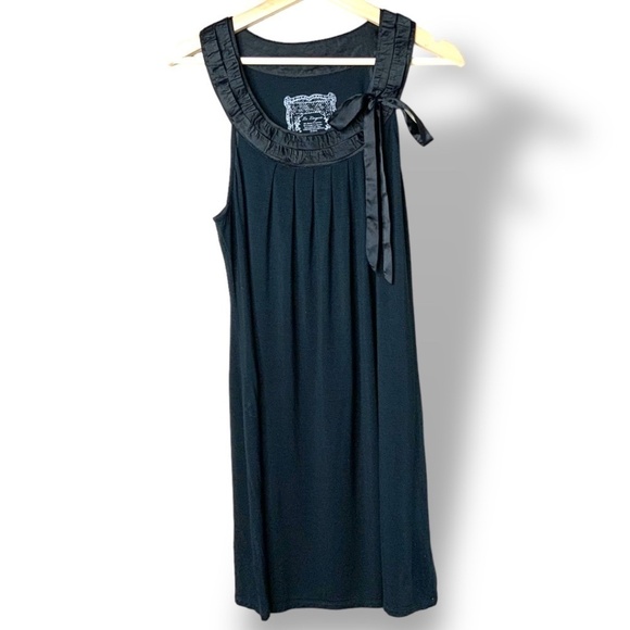 La LINGERIE Modal / Spandex Blend Navy Blue Nightgown Satin Trim & Bow US Sz M - Picture 4 of 9